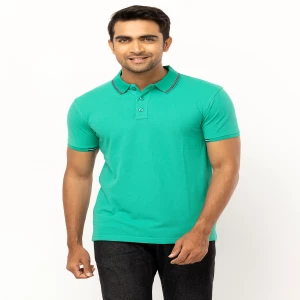 Green Mixed Cotton Polo Shirt